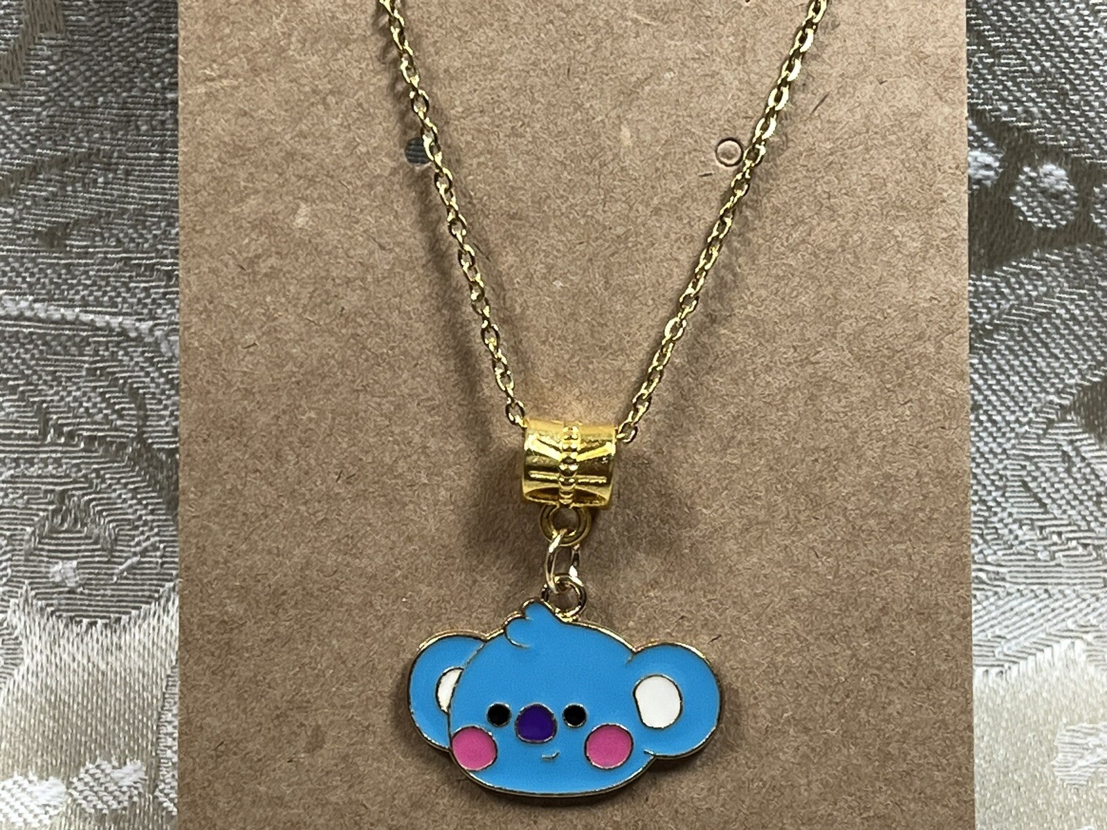 K POP Anime Cartoon Emojis Character Gold Pendant Necklace 18”