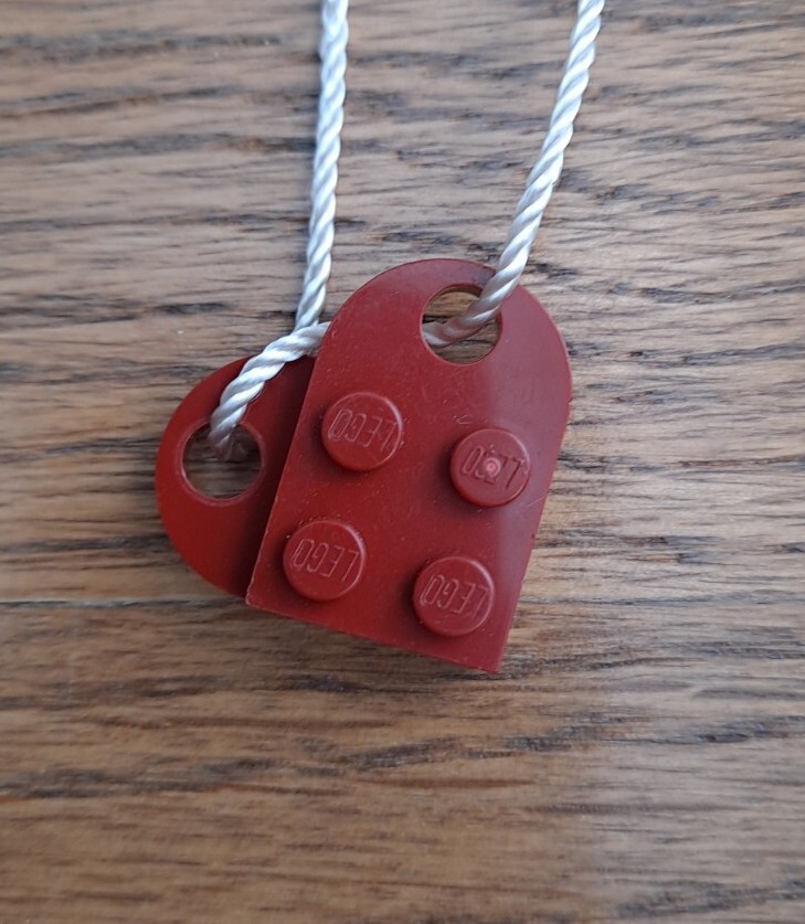 Lego Heart Couple Necklace Blue/Gray/Yellow/Black/Red