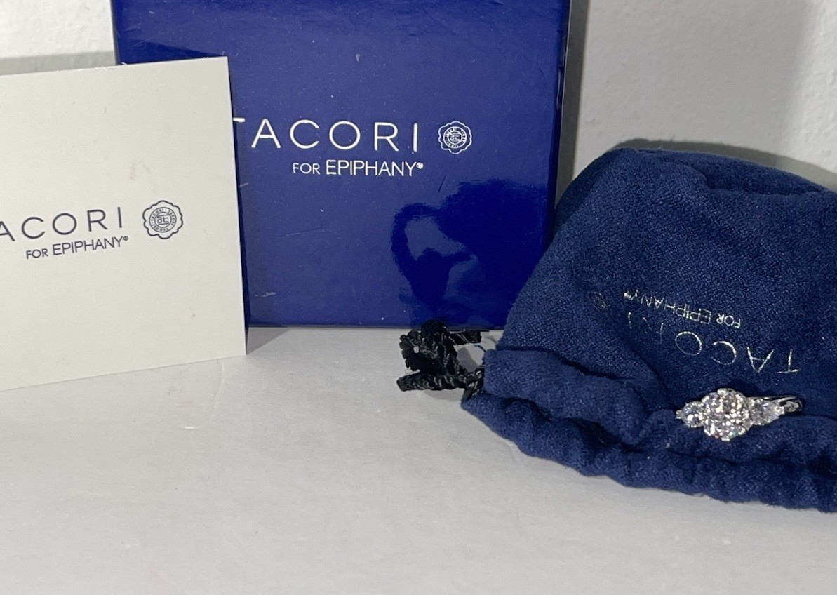 QVC TACORI EPIPHANY DIAMONIQUE BLOOM CUT RING W/ PEAR ACCENTS SZ 6 #J27578