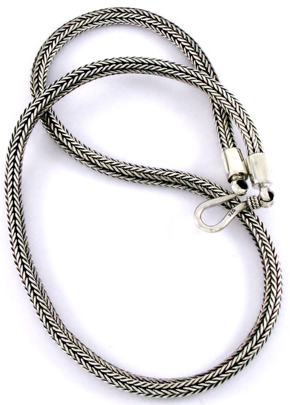 Solid Sterling Silver 925 Spiga Wheat Link 17” Necklace 41G