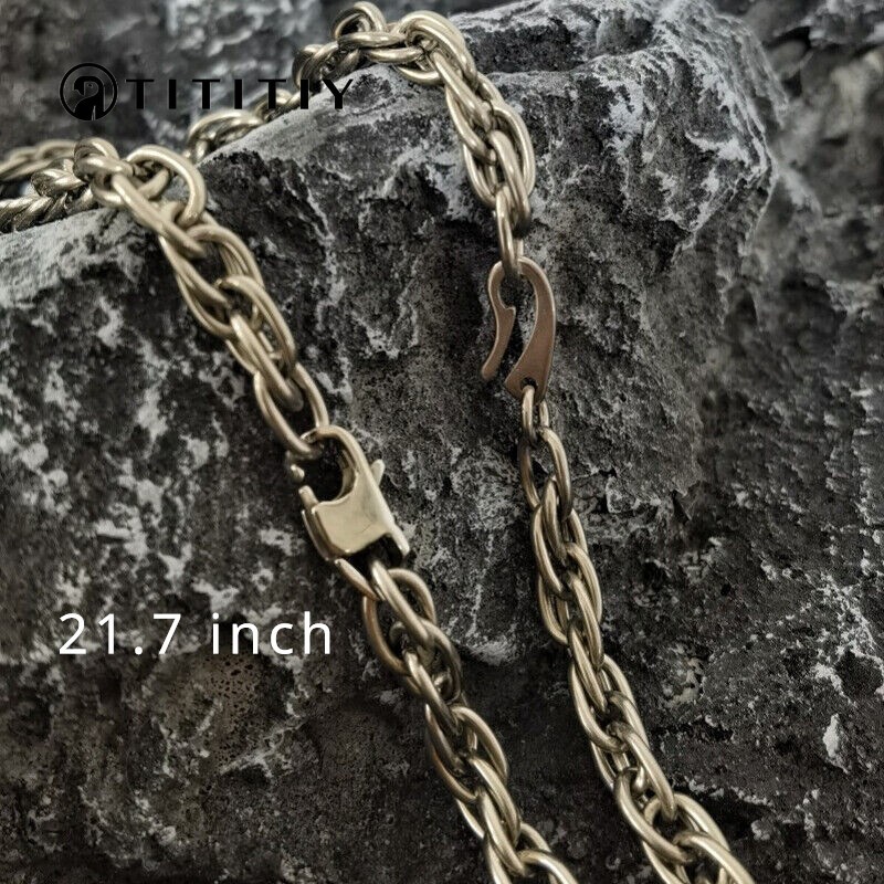 New Pure Titanium Necklace Twisted Necklace 7mm Lightweight Anti Allergy 21.7″
