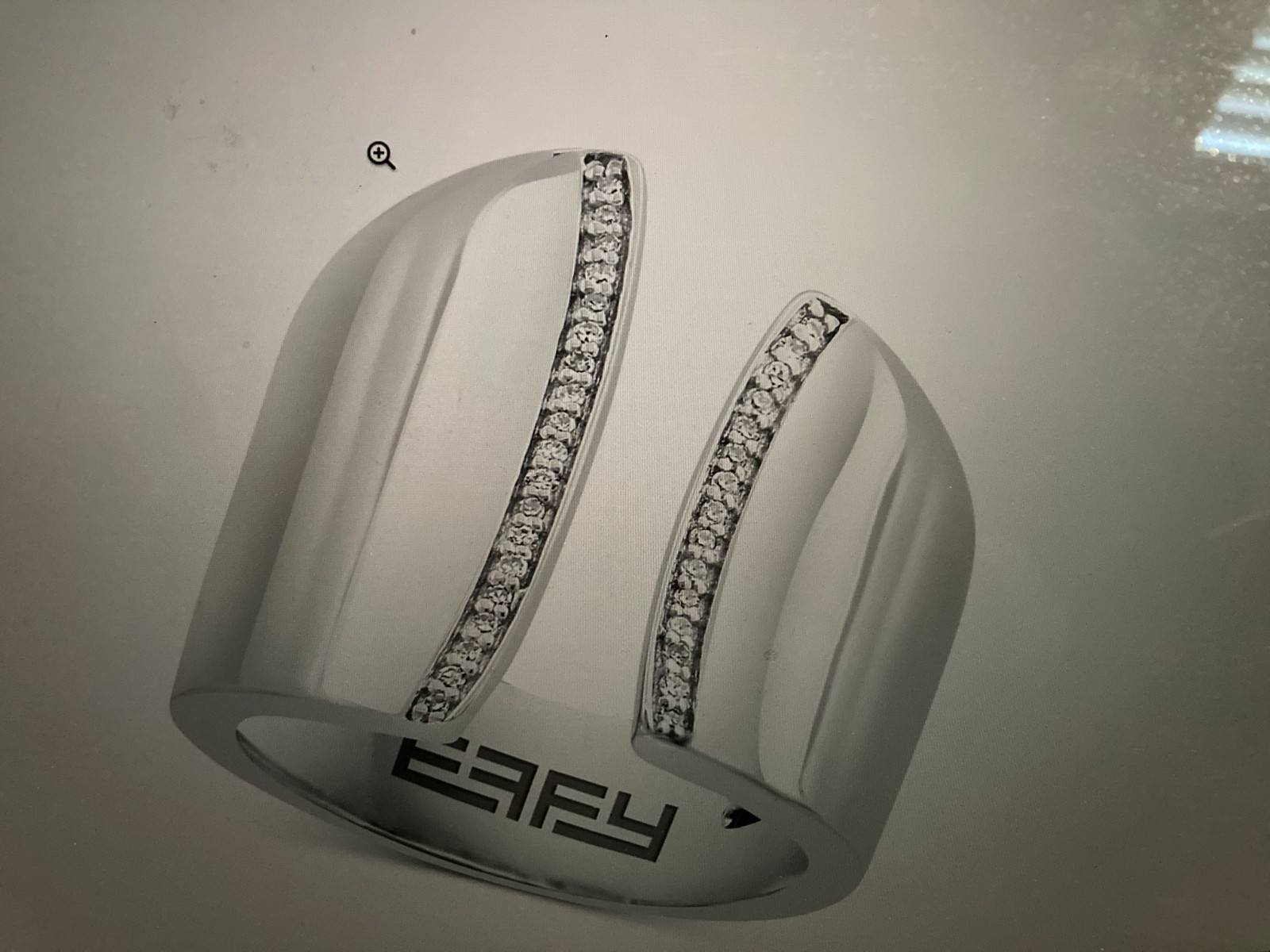 EFFY® STERLING SILVER Cuff Ring Edged with Diamonds Sz7