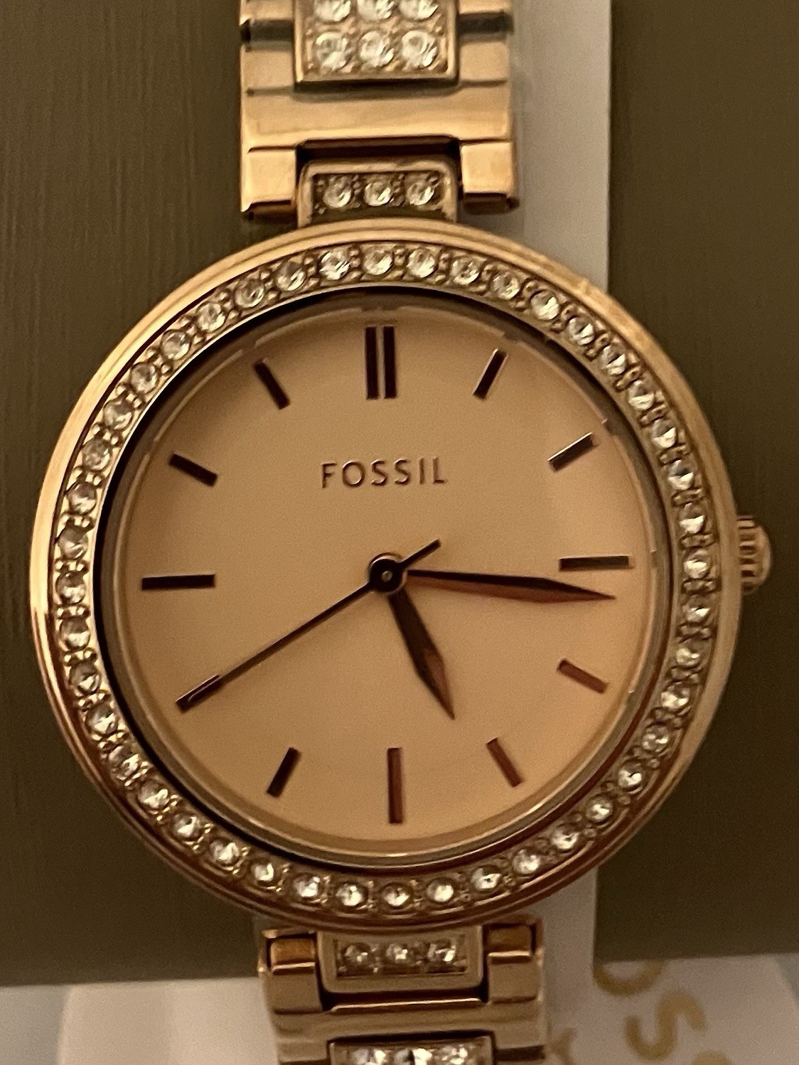 Fossil Women’s, 32mm, Karli Rose Gold Tone Crystal ! Miyota 2035 Caliber