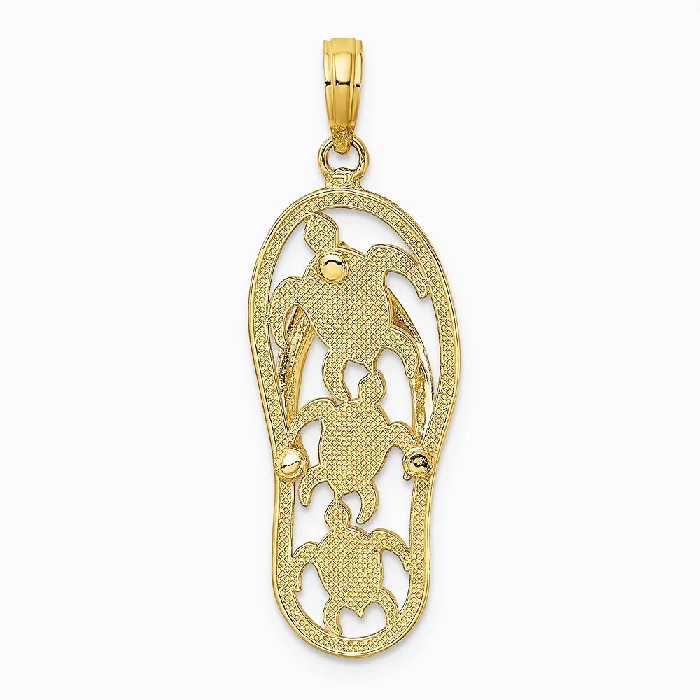 10K / 14K Yellow Gold Triple Turtle Flip-Flop Charm
