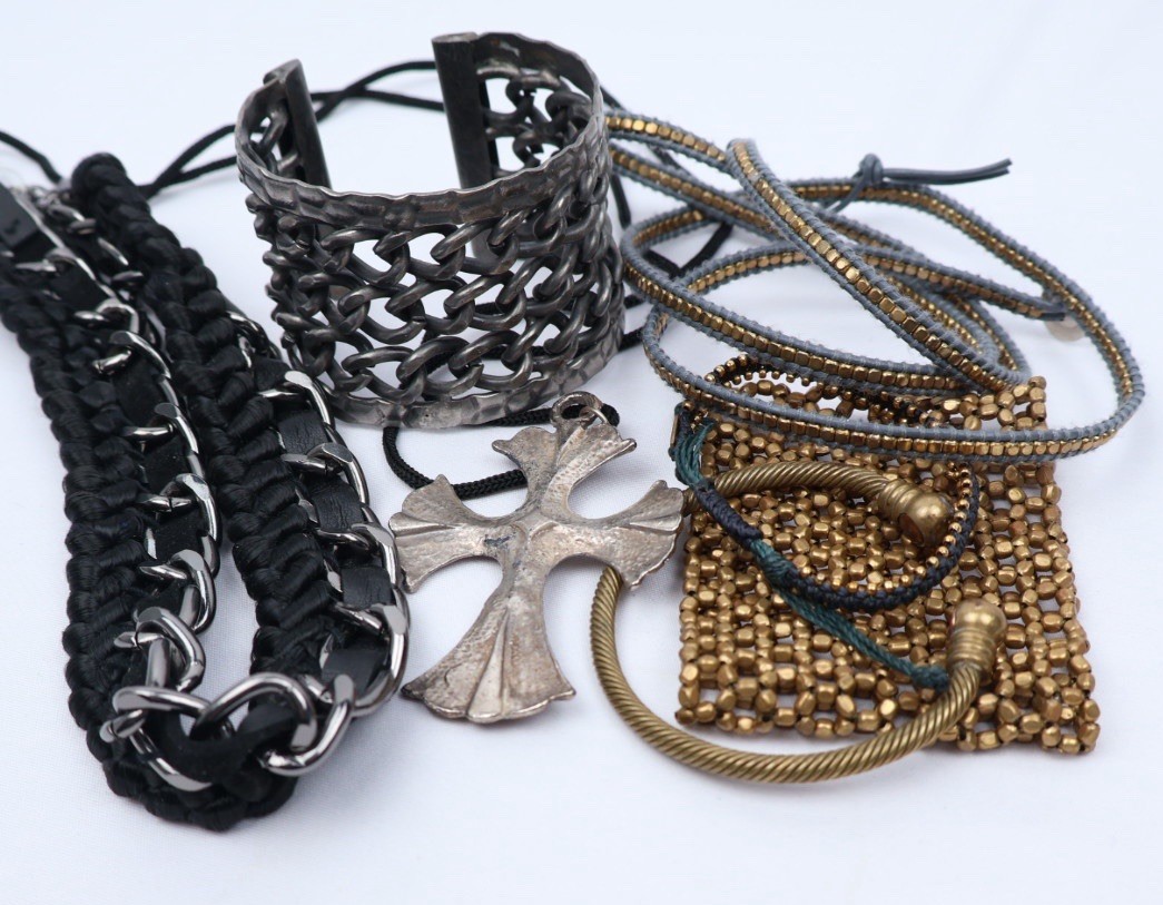 Wearable Fashion Jewelry Goth Grunge Biker Heavy Chunky Metal Black Silver Gold