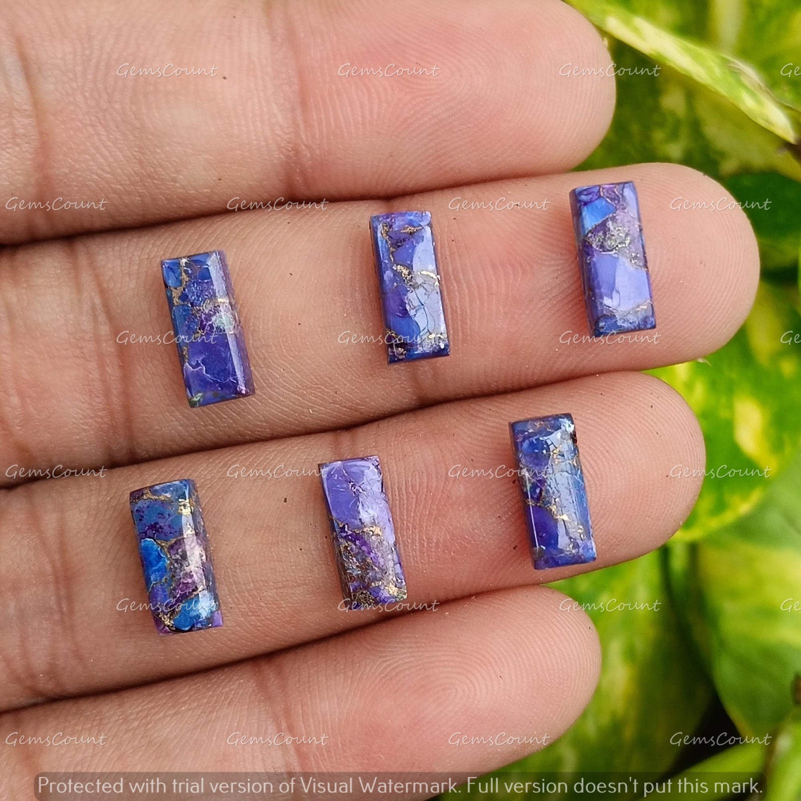 Natural Purple Copper Turquoise Rectangle Cabochon Gemstone 5x10mm-15x30mm