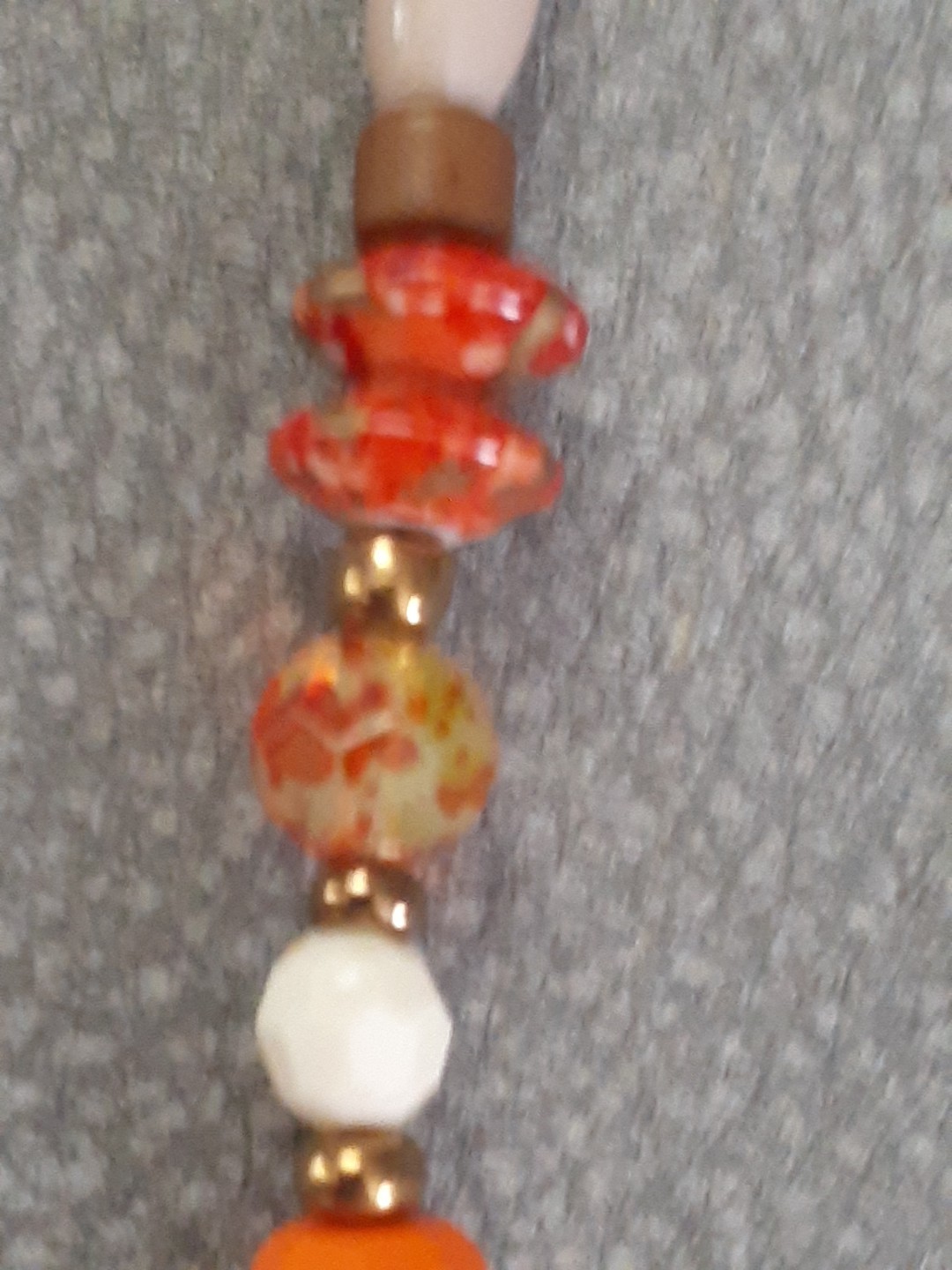Charming Charlie GoldTone Orange Brown Bead Long Necklace for Layering 15″ Drop