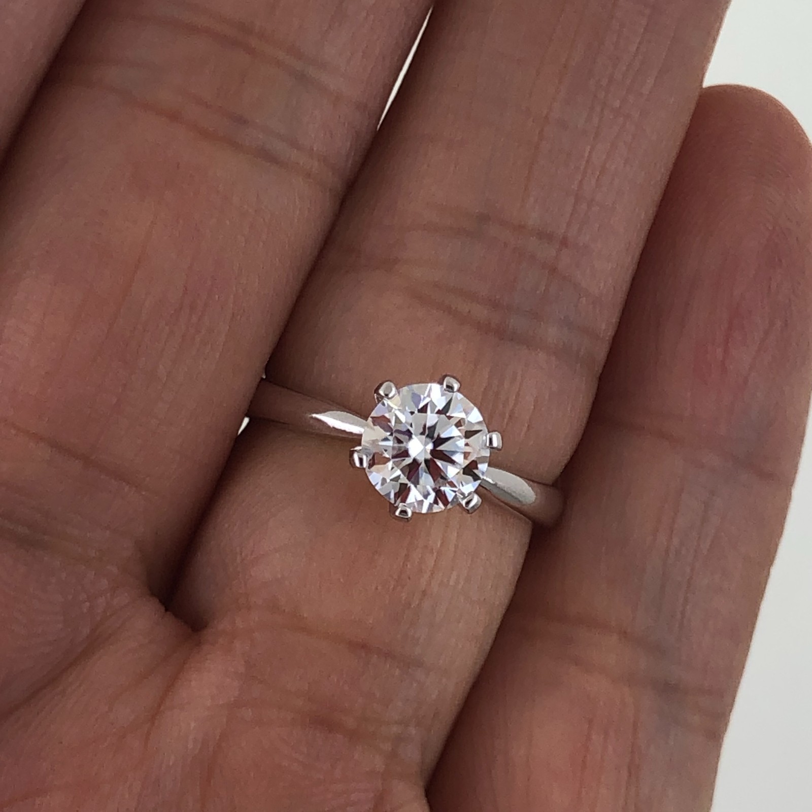 1 Carat Moissanite Ring for Women White Gold over Silver Ring Size Adjustable