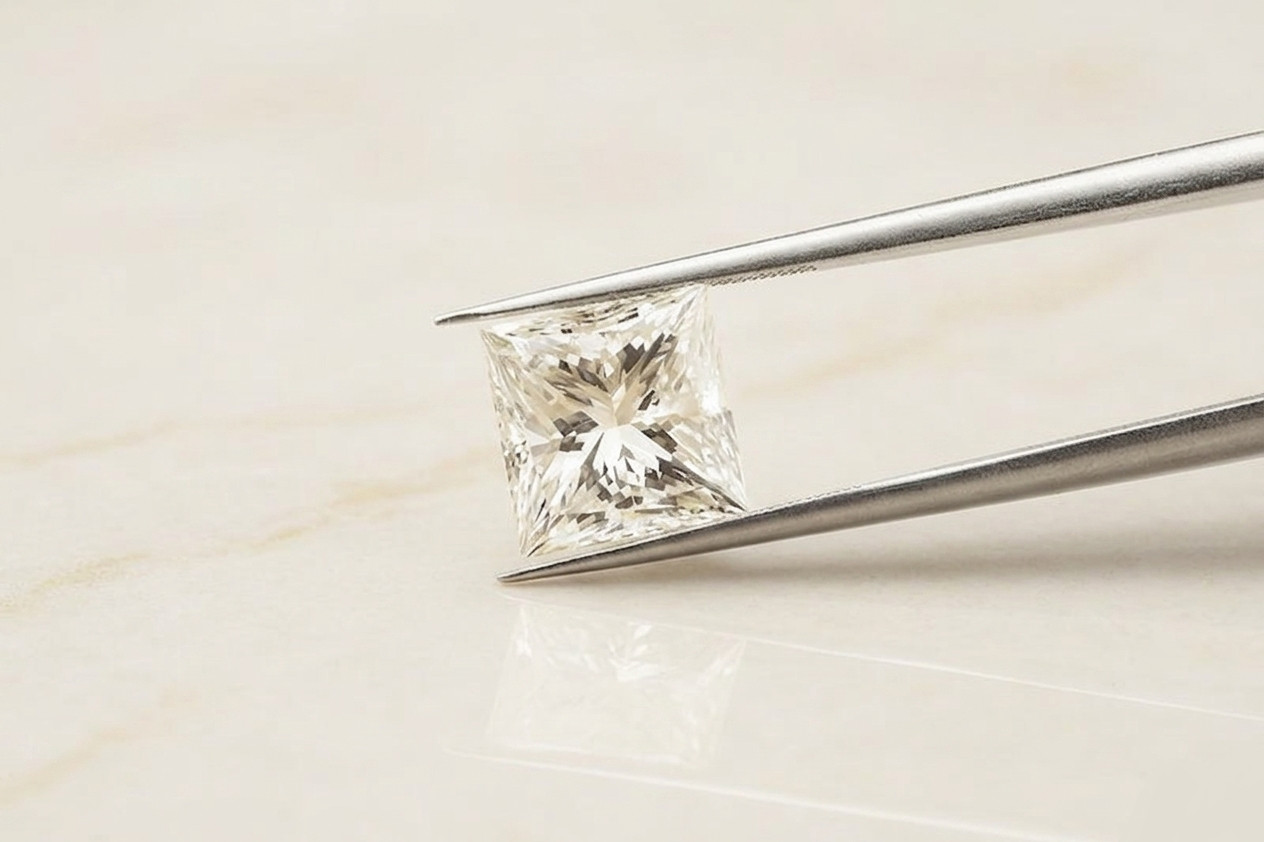 3x3mm Princess Cut D Color Lab Grown Diamond IF Clarity Certified Loose Gemstone