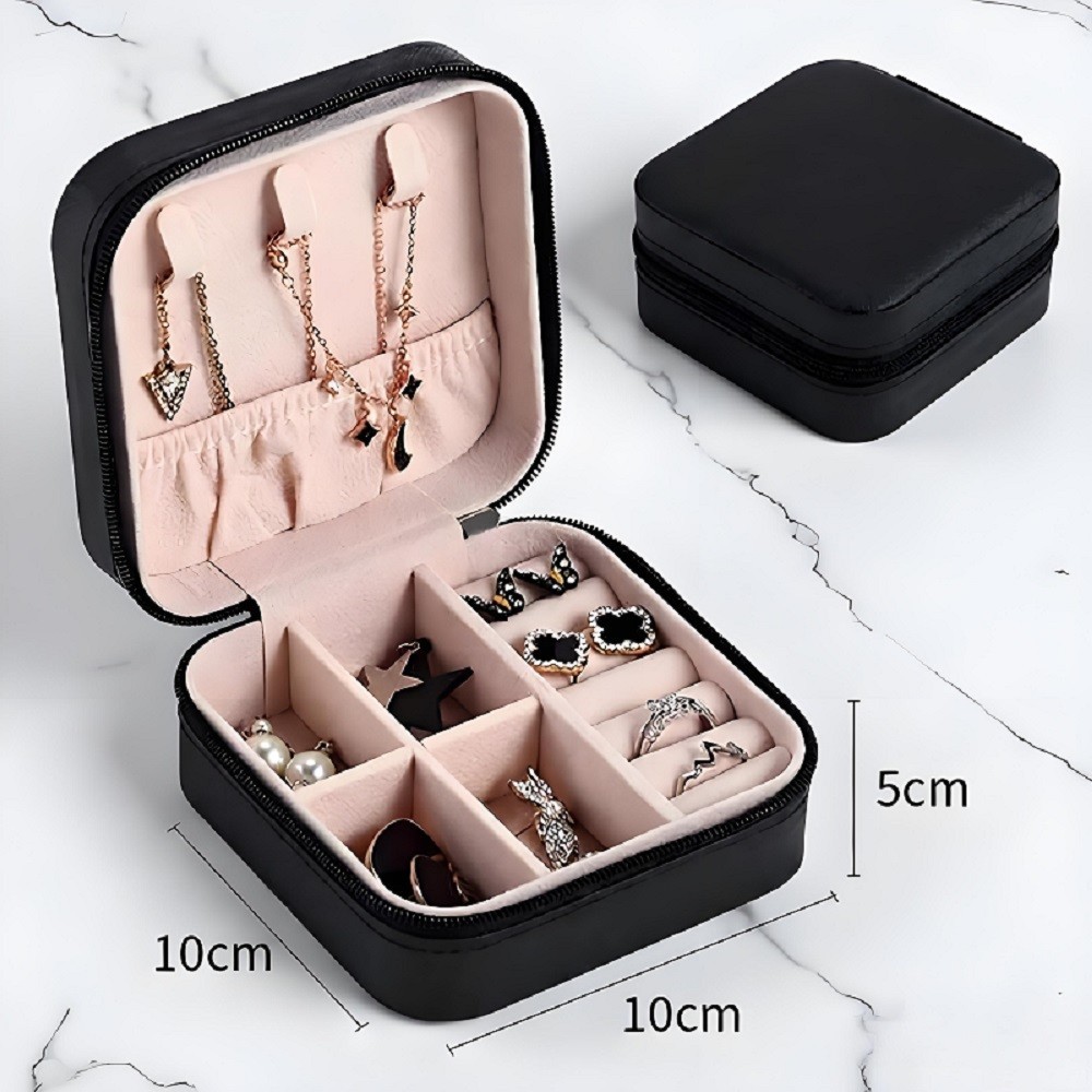 Small PU Leather Jewelry Box Portable Travel Jewellery Ornaments Storage Case