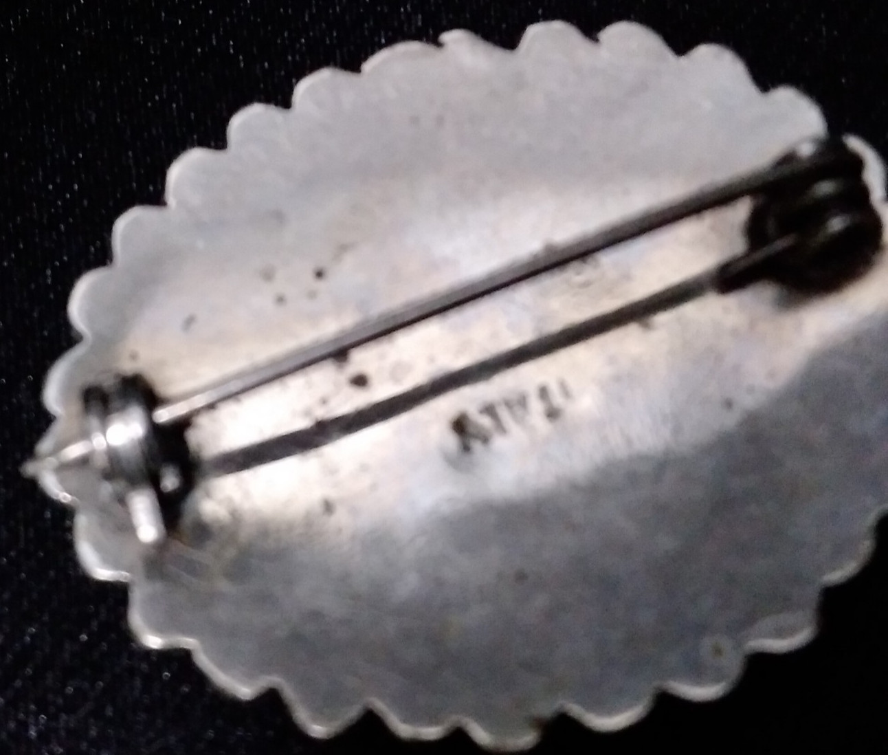 Vintage Italian Silver Unusual Color Micro Mosaic Floral Brooch Pin