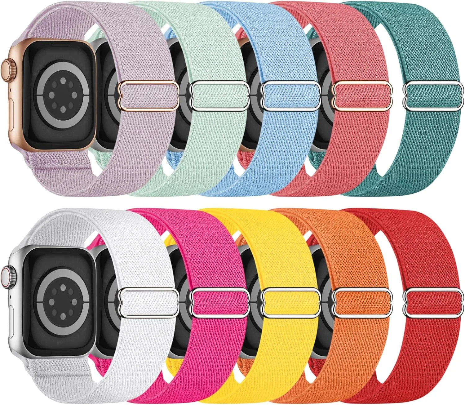 10 Pack Stretchy Bands Compatible with Apple Watch Band 40mm 38mm 41mm 42mm 44mm