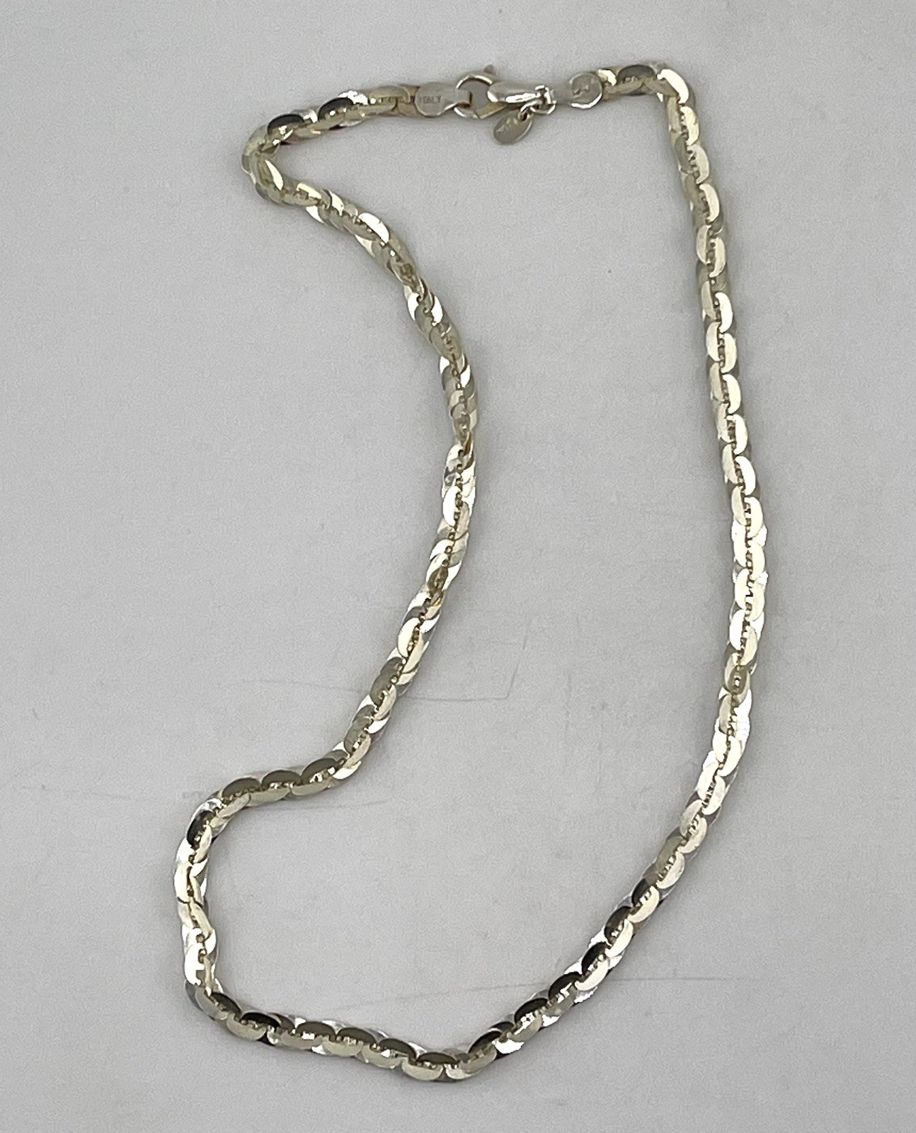 Milor Italy 950 Fine Silver Twisted Mariner Link Necklace 16” VTG Italian Chain