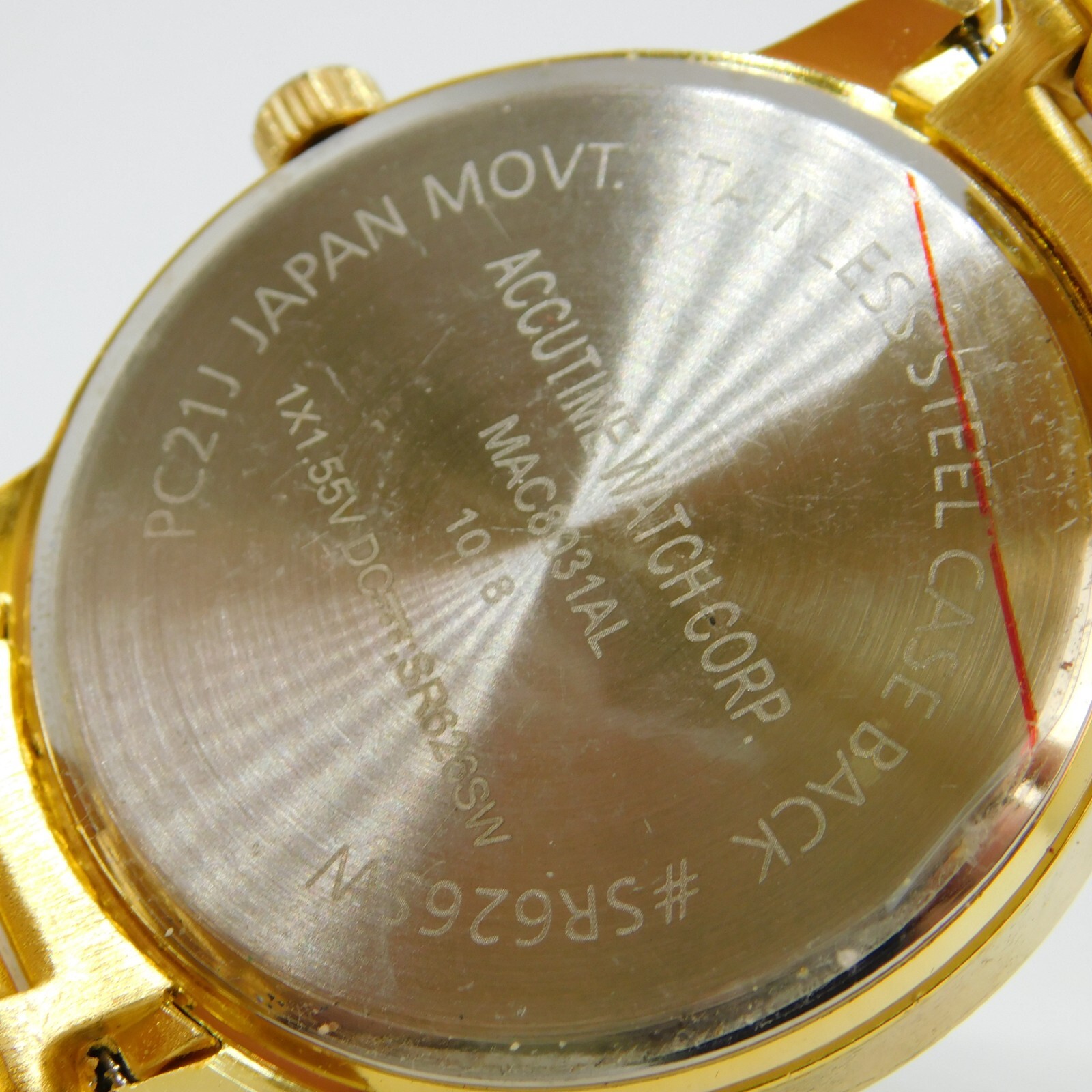 Accutime Watch Corp. MAC8031AL Gold Tone Men’s Watch Sz. 8 1/4″ New Battery