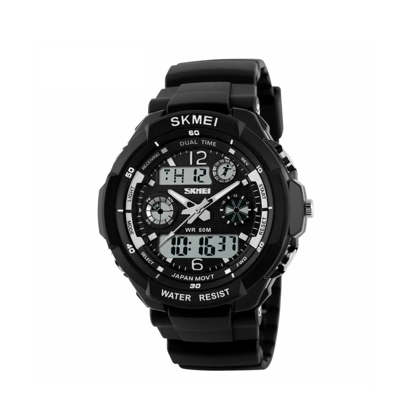 SKMEI Men’s Waterproof Sport Army Alarm Date Analog Digital Black Wrist Watch