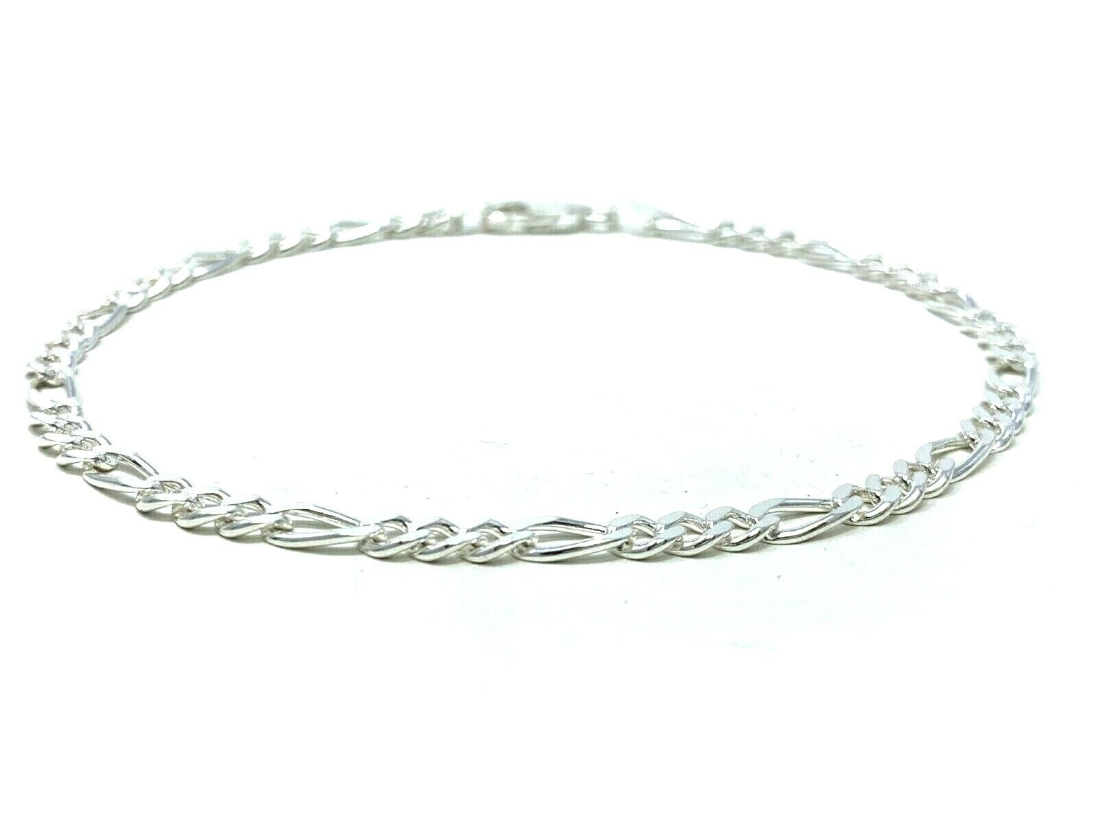 Italian 925 Sterling Silver Figaro Chain Bracelet or Anklet 4mm 7″-10″