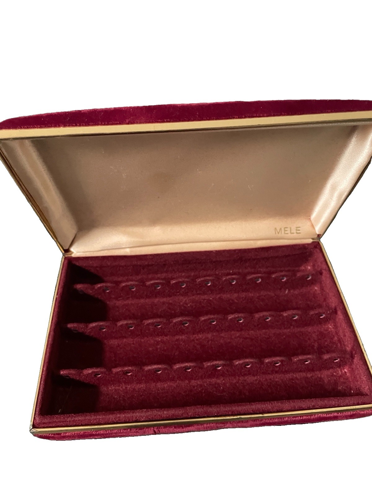 Vtg Mele Velvet Jewelry Earring Box Hard Travel Case Clam Shell Style MCM