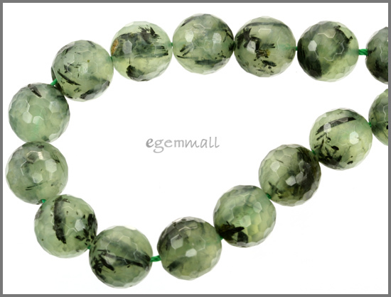 15 Prehnite Round Faceted Beads 13mm 7.8″ #88029