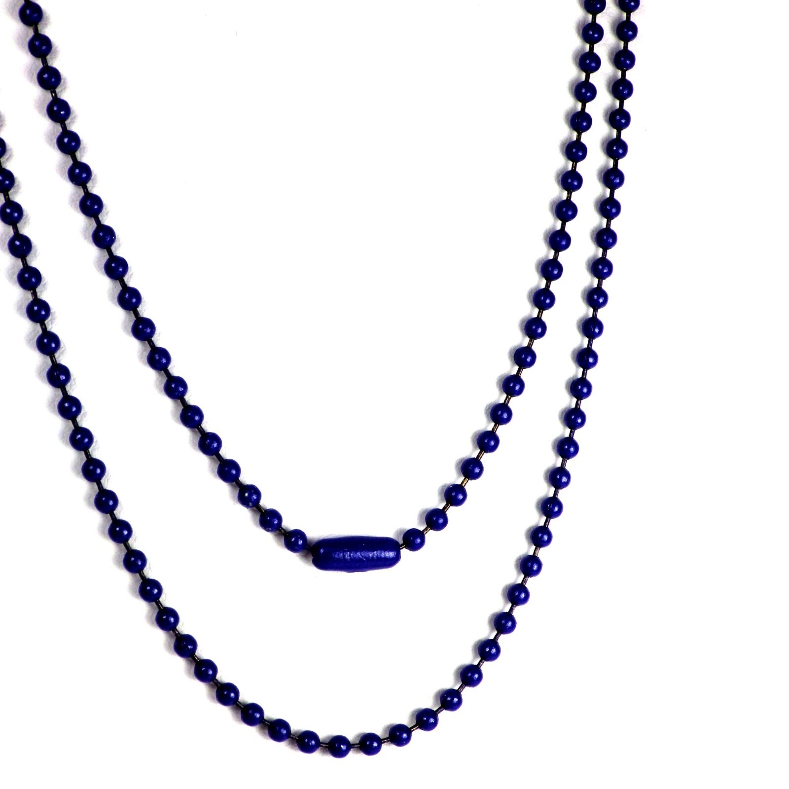 Blue Ball Chain Necklace Stainless Steel 2.5mm Wide 15-30 inch Long Genderless