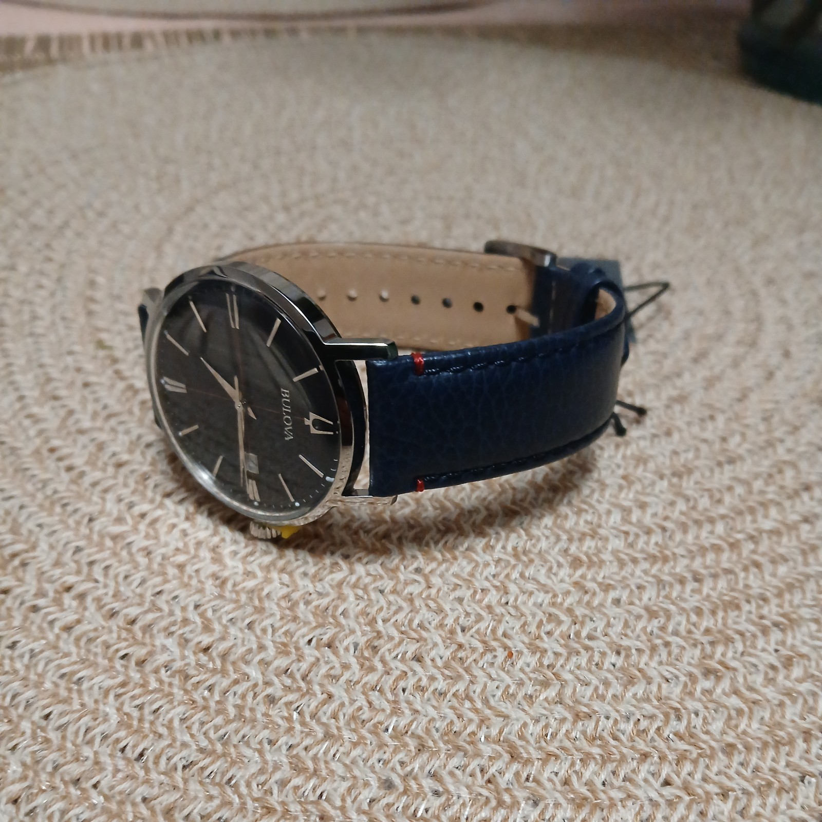 New Bulova Men’s Aerojet Classic Calendar Quartz Blue Leather Watch