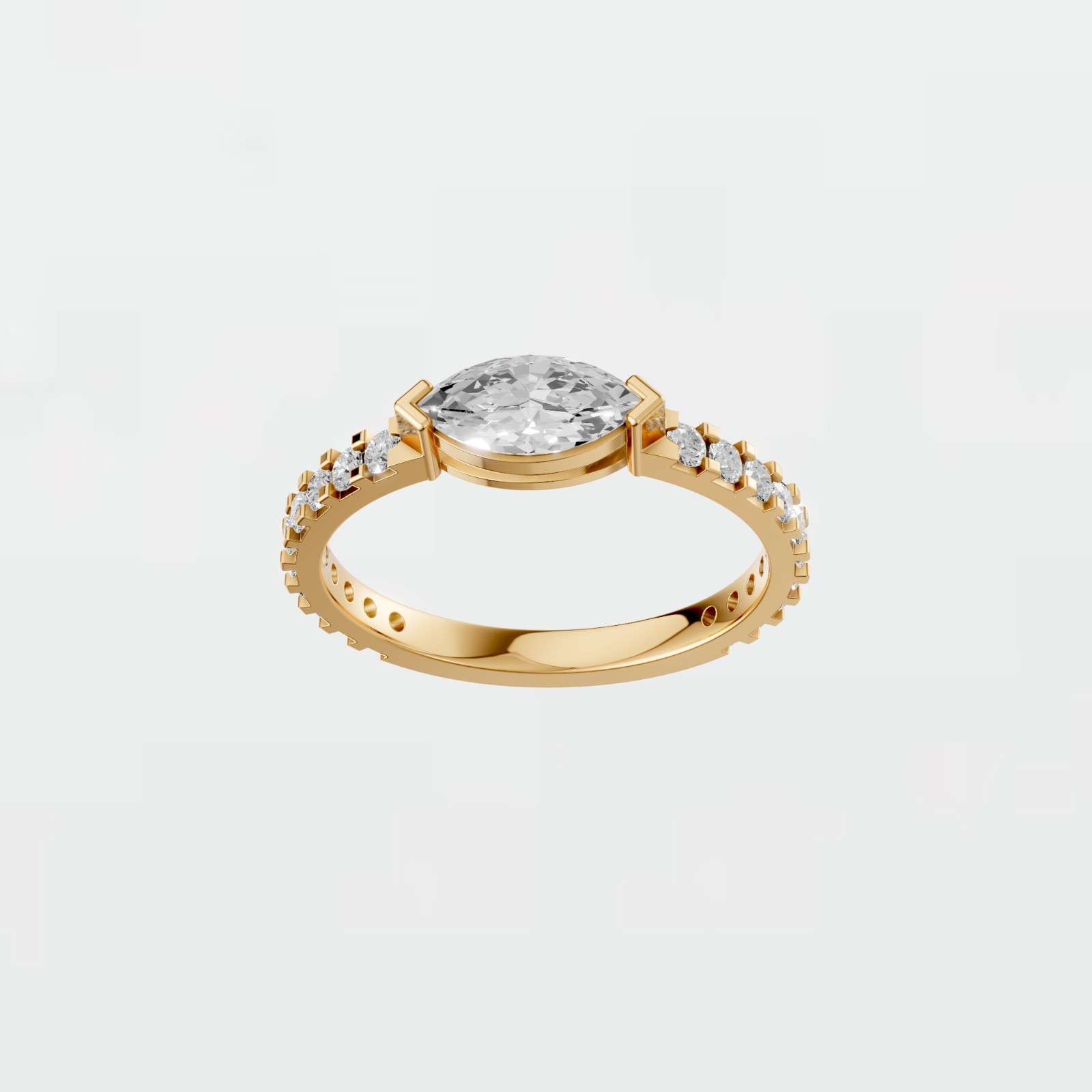 0.82 CTW Marquise Lab Diamond Engagement Ring Hidden Halo Promise Ring
