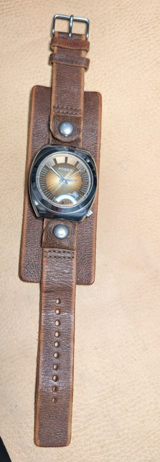 Fossil JR-8209 Retro 40mm Quartz watch Leather Bund Strap Running