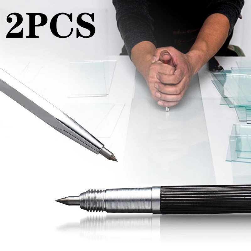 2Pcs Engraving Pen Glass Metal Wood Engraver Scribe Tool Portable Pocket Diamond