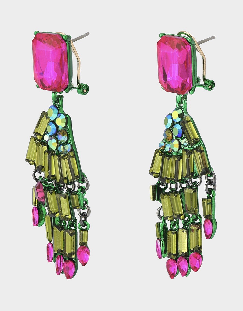 BETSEY JOHNSON Rich Witch Green Skeleton Drop Earrings Bling NEW & AUTHENTIC