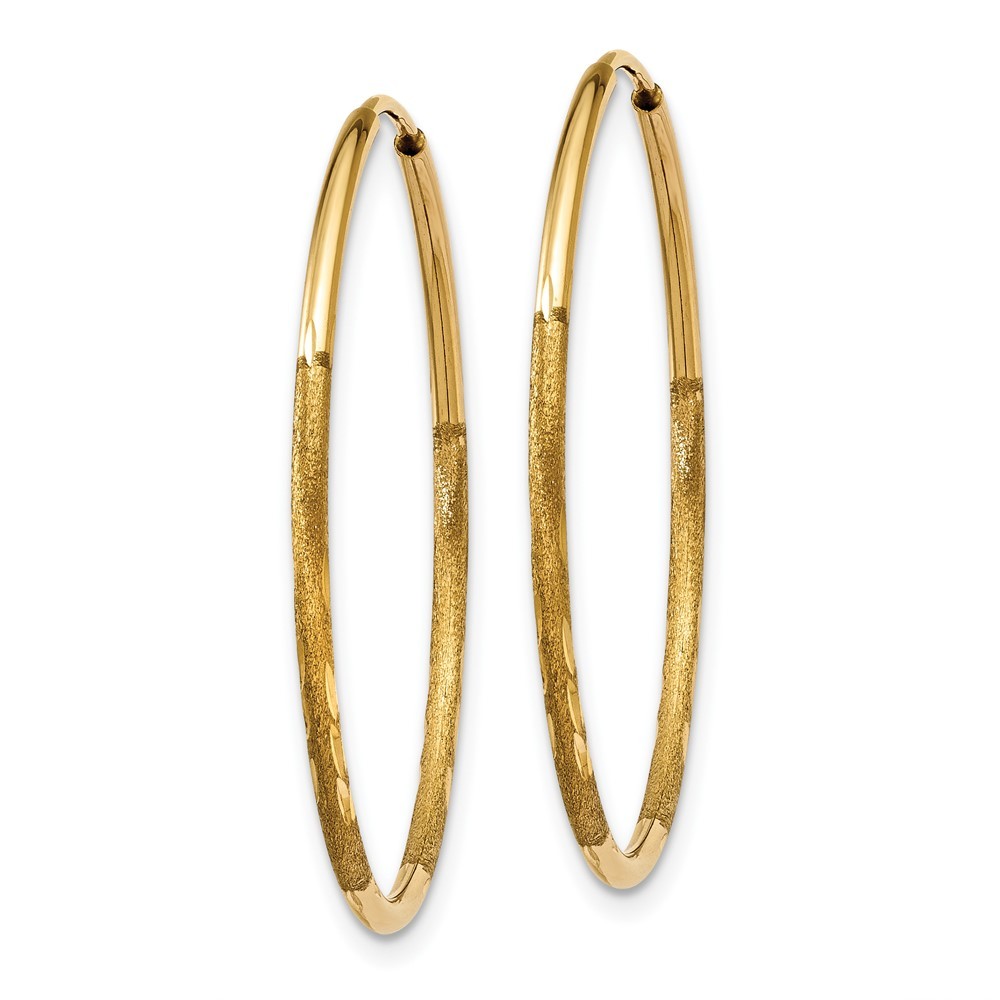 10k Yellow Gold 1.25mm Diamond-cut Endless Hoop Earrings for Women 0.57g