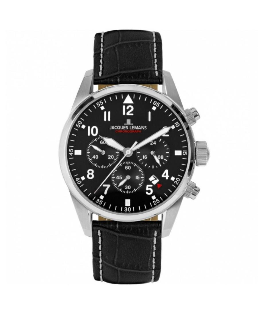 JACQUES LEMANS Men Analog Quartz Casual Watch Classic Dress Black Dial Waterproo