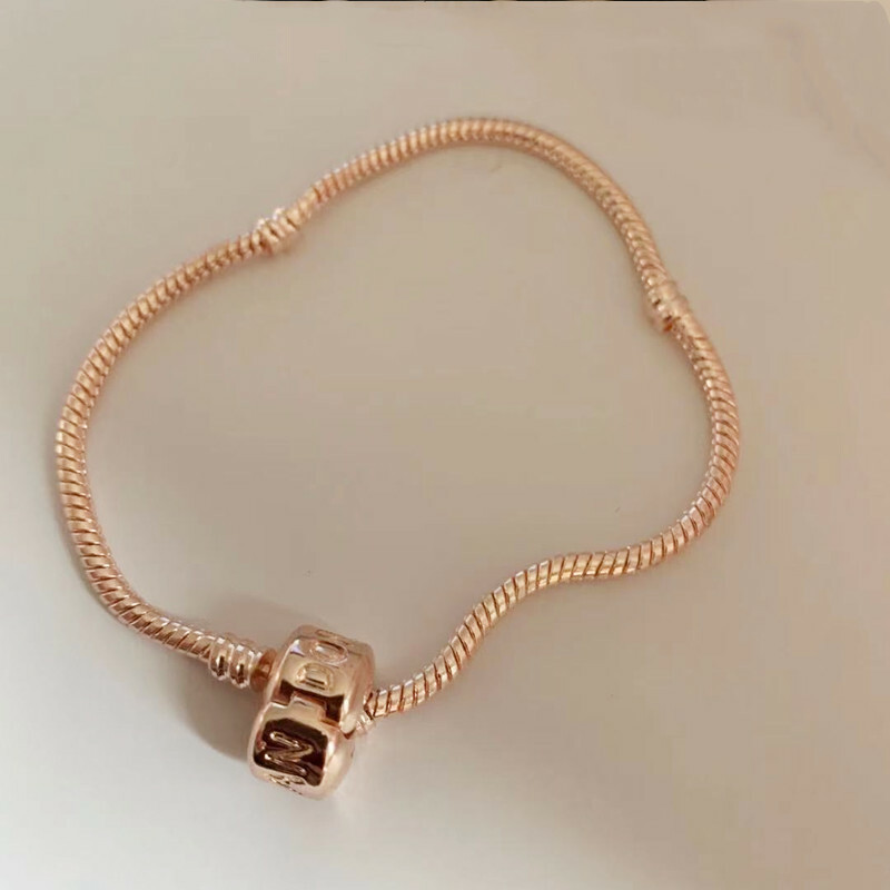 18-22cm New Original Charm Bracelet Rose Gold Copper Snake Chain Basic Bracelets