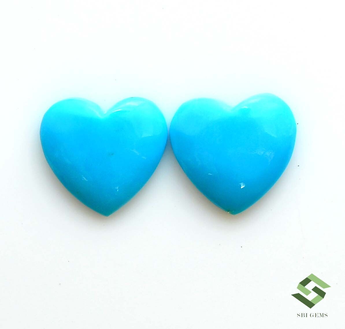 10×11 mm Natural Turquoise Heart Shape Cabochon Pair 4.81 CTS Loose Gemstones