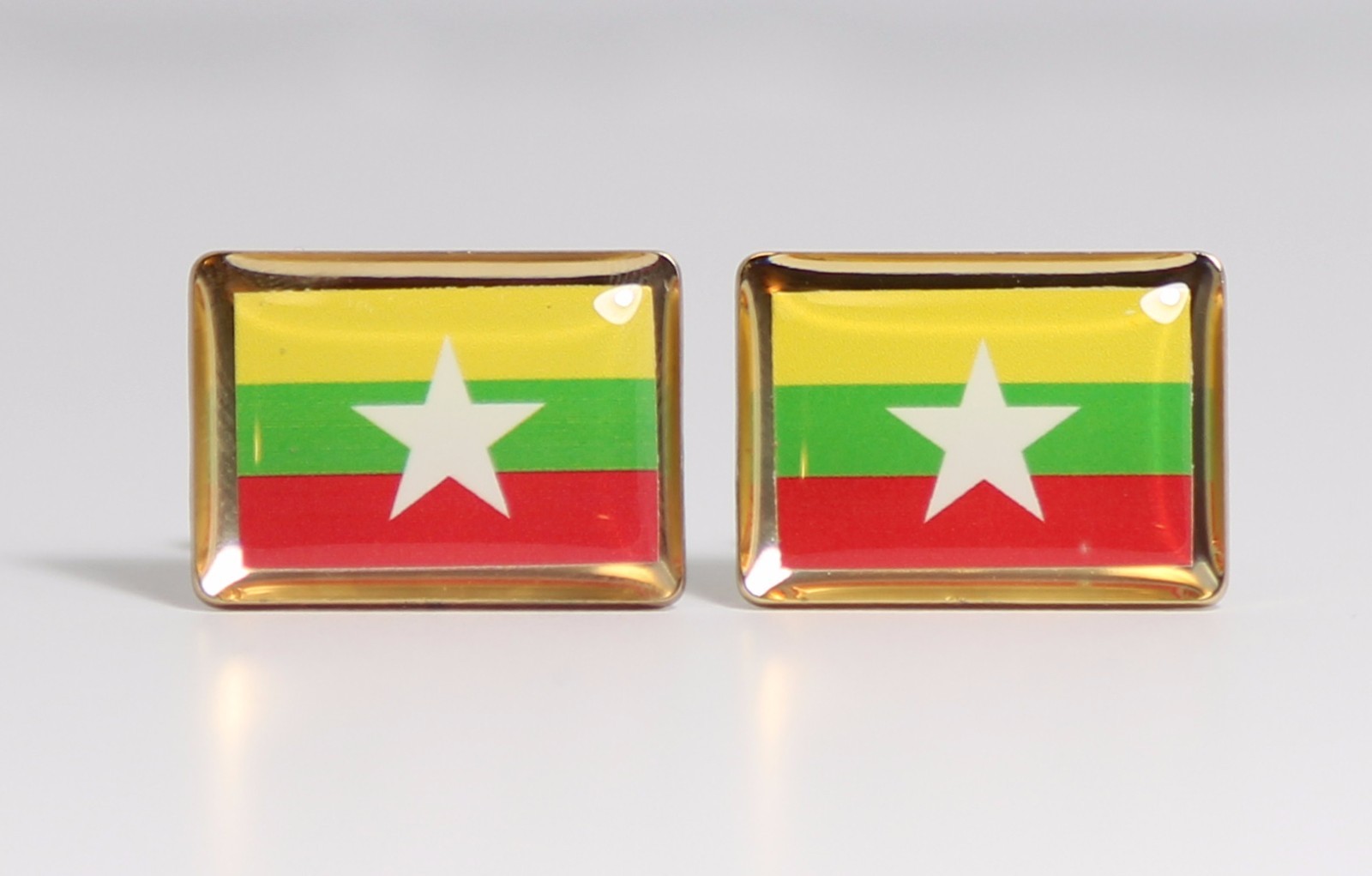 Myanmar Flag Cufflinks–Myanma Asian Southeast Asia Burma Burmese Rangoon