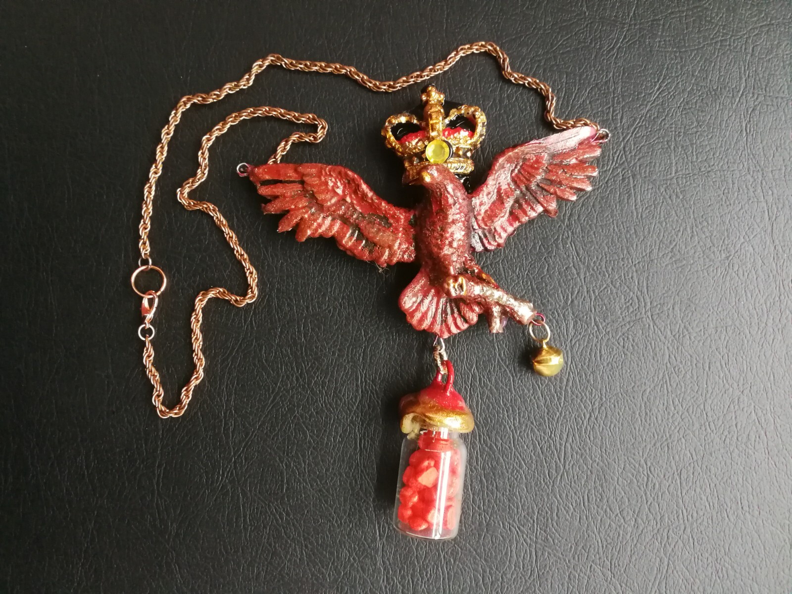 magic talisman golden eagle necklace pendant amulet powerful symbol royal crown