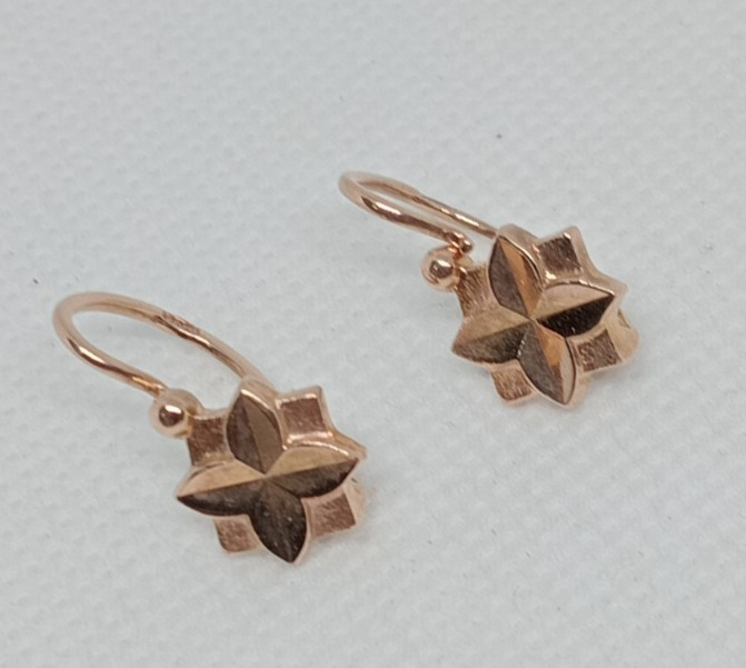 STAMPED 583 (14K ) USSR SOVIET ORIGINAL ROSE GOLD DROP EARRINGS