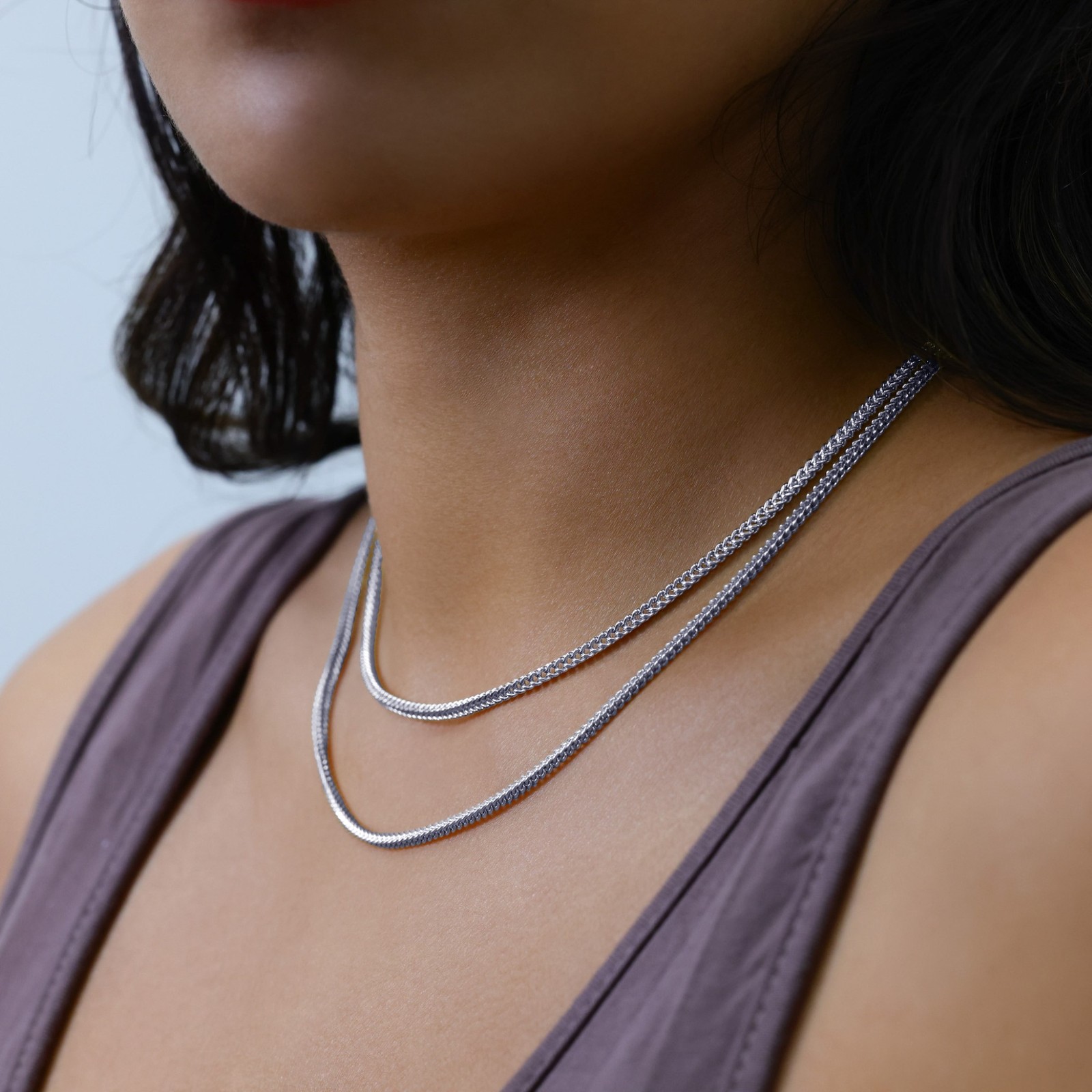 10K White Gold 2.5mm Foxtail Wheat Box Franco Necklace Chain Mens Womens 20″