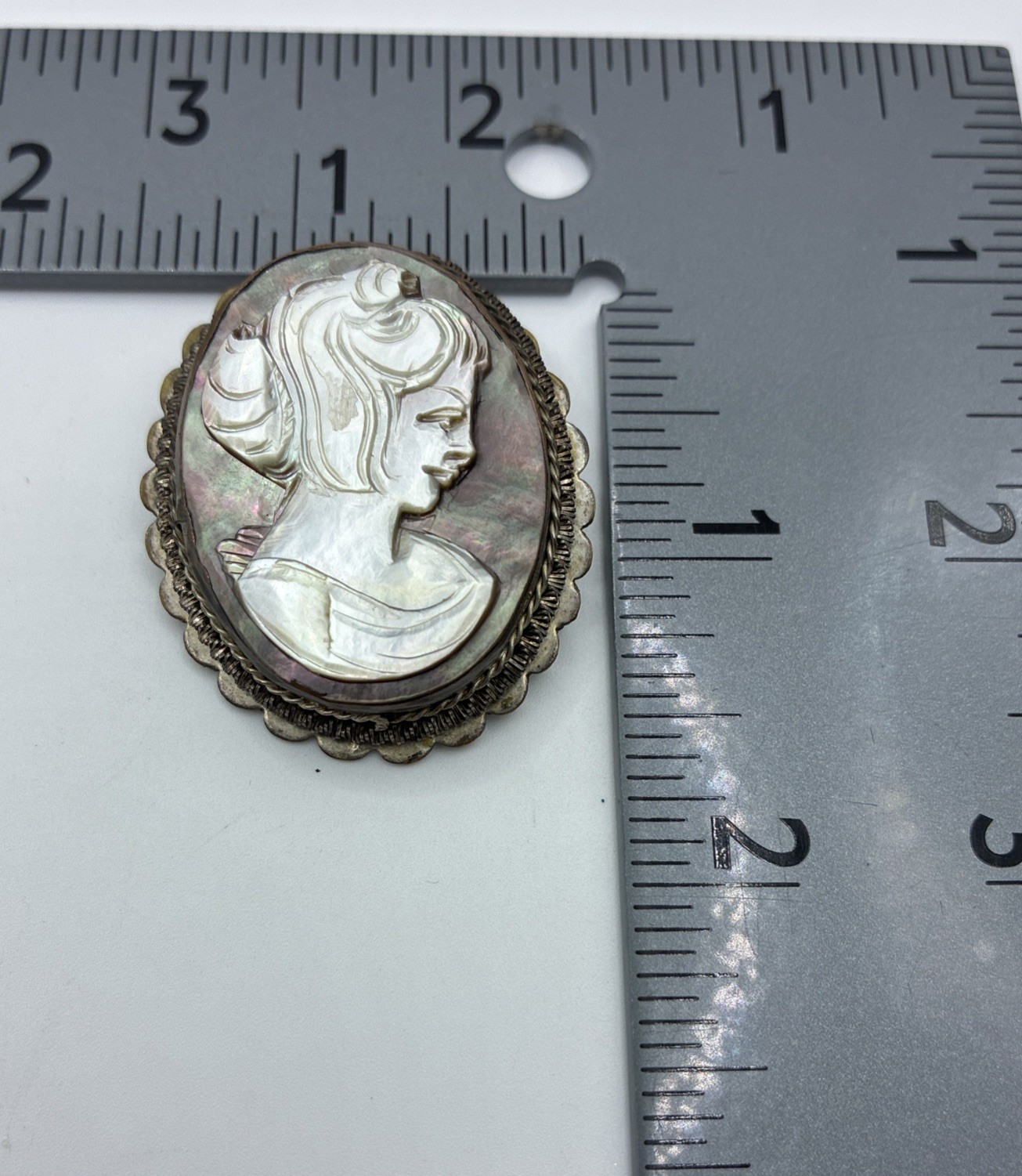 Vintage Cameo Brooch Pendant Lot Hand Carved Pin Poet Core Signed Mid Century