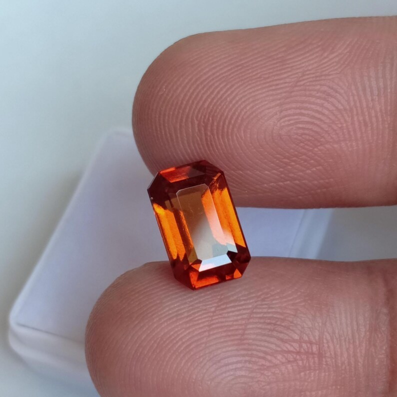 Eye Clean Hessonite Garnet Octagon Cut From Mozambique Gemstone 3.40 Ct