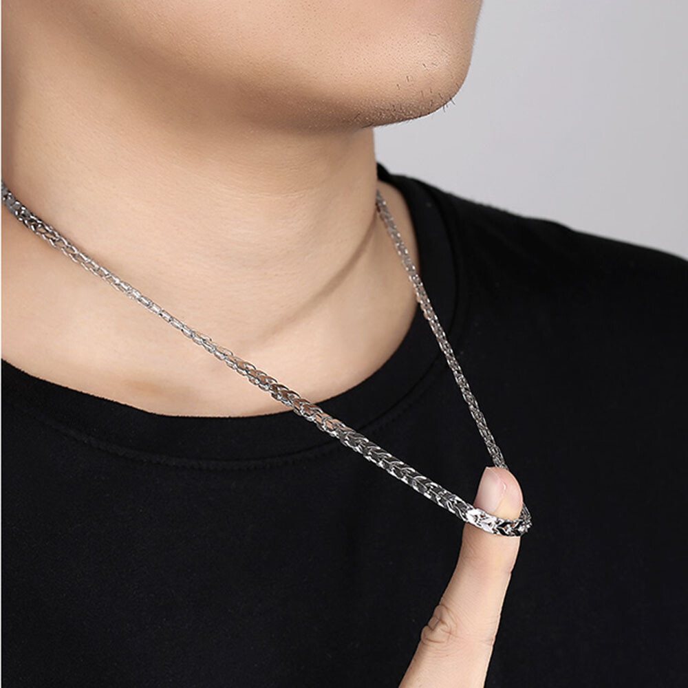 PT950 Pure Platinum 950 Chain 3.5mm Unique Wheat Link Necklace 26-27g 23.6inch