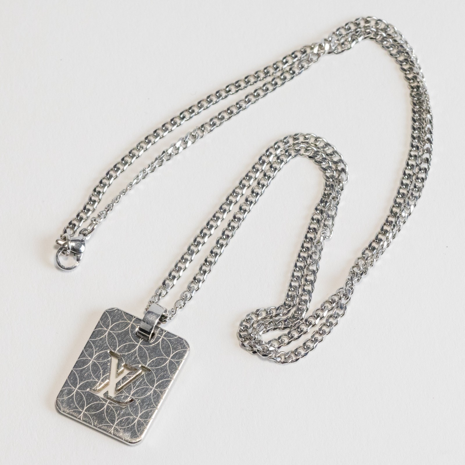 Louis Vuitton LV Champs Elysees PM M65452 Pendant Top Silver Plate Men Auth
