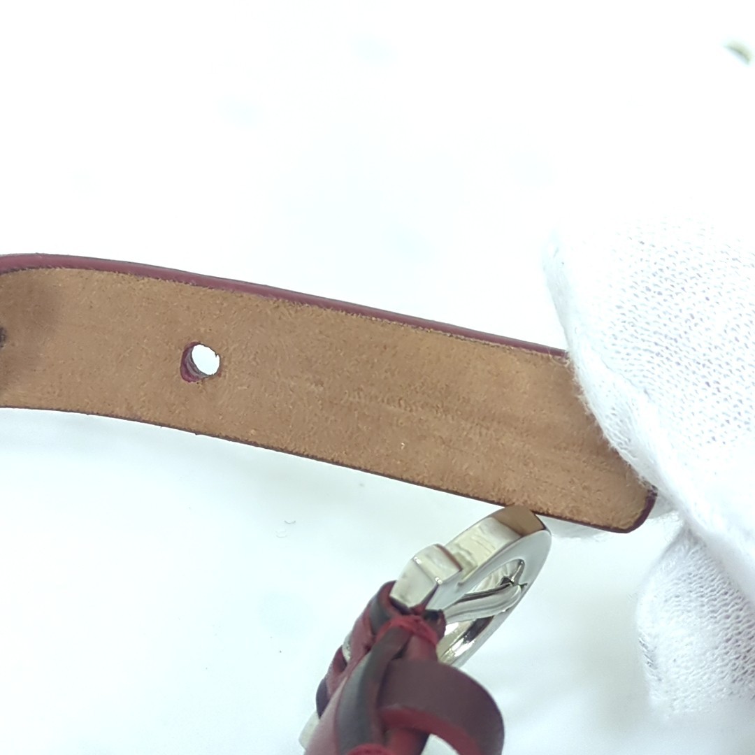Salvatore Ferragamo Bracelet Wrap Made in Italy Leather Red Approx. 25.5cm