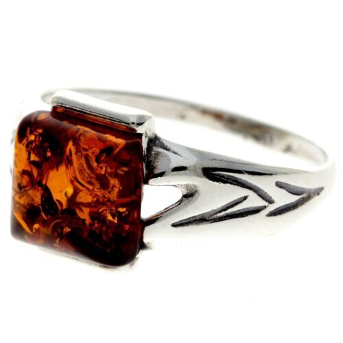 925 Sterling Silver & Baltic Amber Modern Designer Ring – 7027