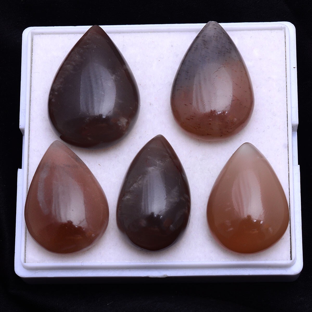 5 Pcs Natural Peach Moonstone 25mm-29mm Pear Cabochon Glossy Loose Gemstones Lot