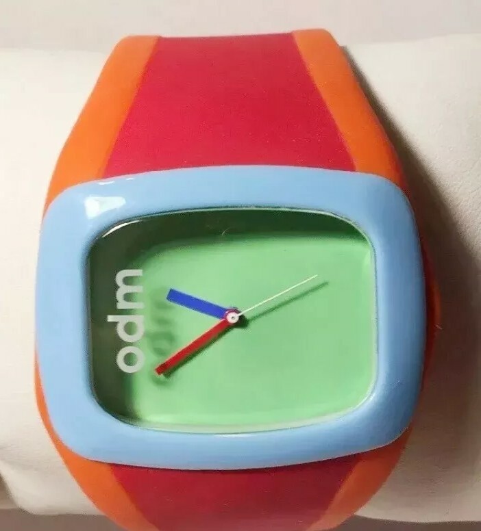 Odm Watch Green Face Orange Red Silicone Wide Band Blue Bezel Men Women New