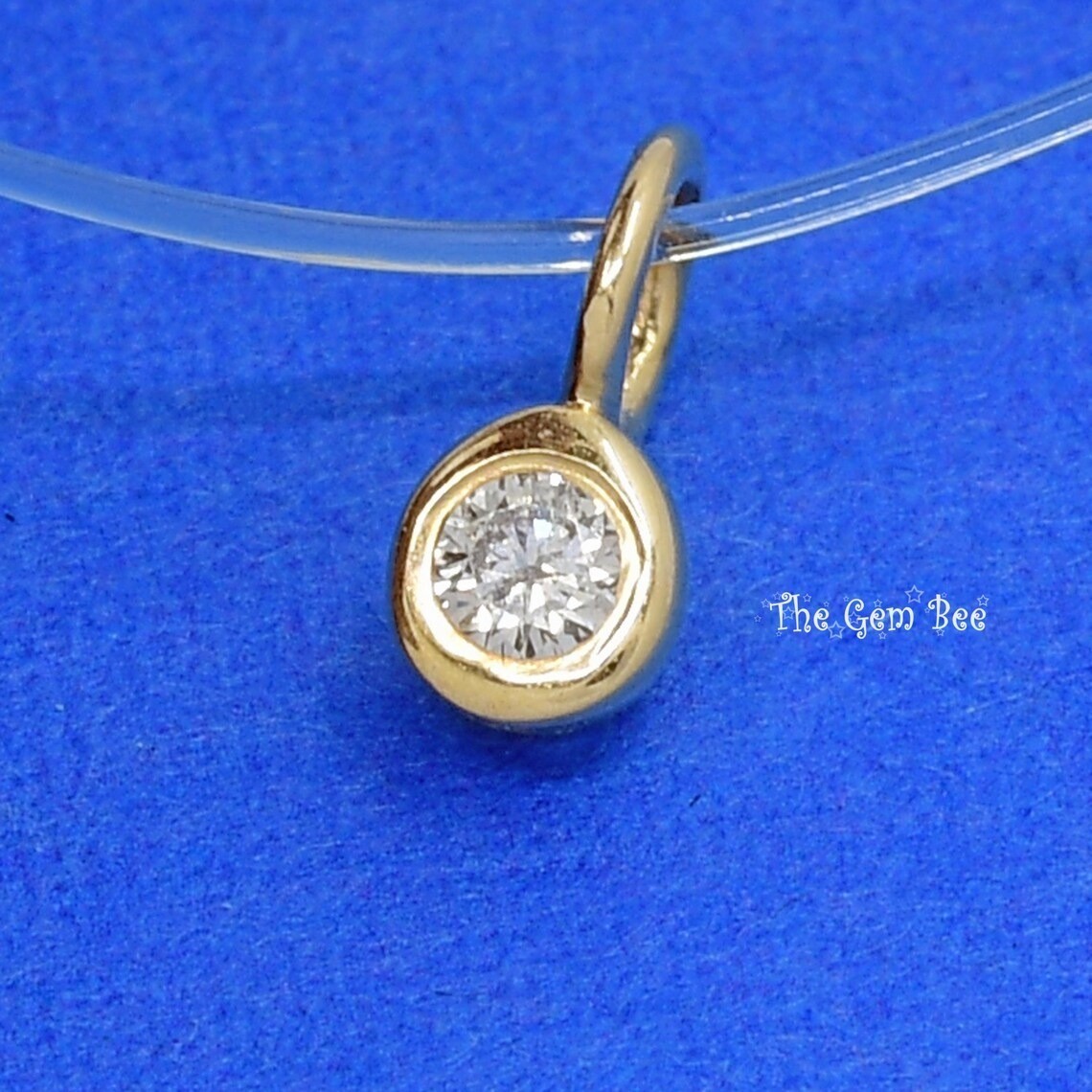 Minimalist 0.05CT 14k Yellow White Thick Gold Round Diamond Bead Charm 3mm hole