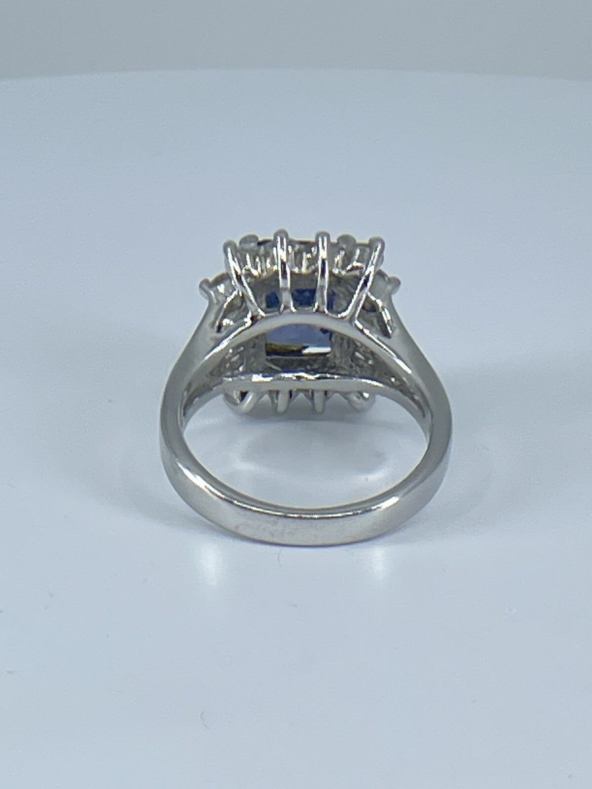 Ring ADI 925 sterling silver square blue amethyst small white rhinestones size 7