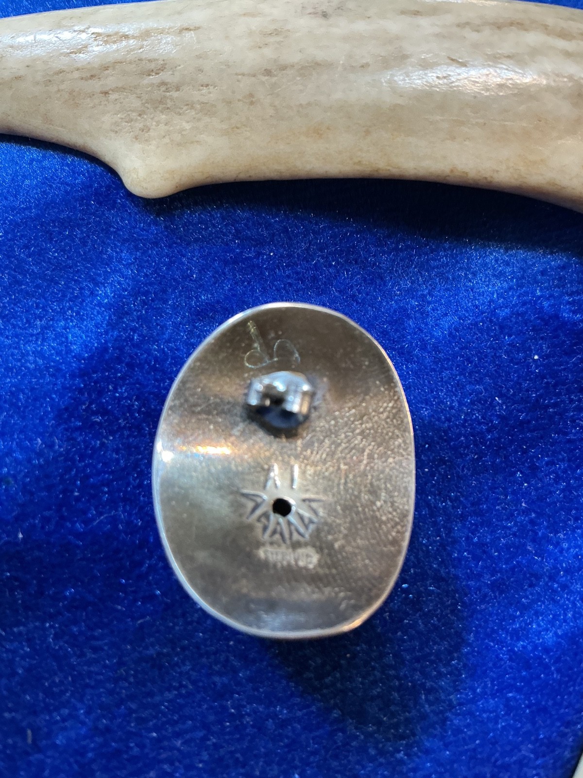 VINTAGE SOUTHWEST. N. A. STERLING DOME EARRINGS, SIGNED