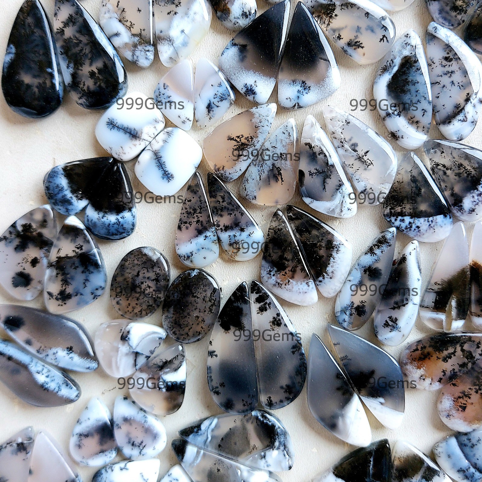 100 cts Natural Dendrite Agate Matched Cab Pairs Jewelry Designer Loose Gemstone