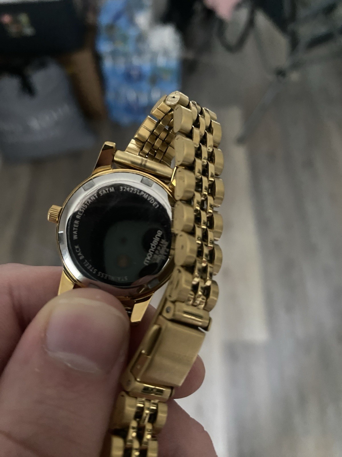 Mondaine 32225LPMVDE1 Women’s Gold Tone Quartz Watch Black Dial w/ Box