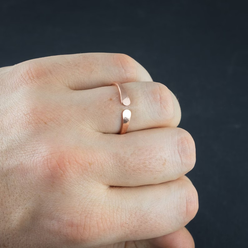 Solid Pure Copper Brass Minimalist Healing Toe Ring, Handmade, Unisex, 2 pc
